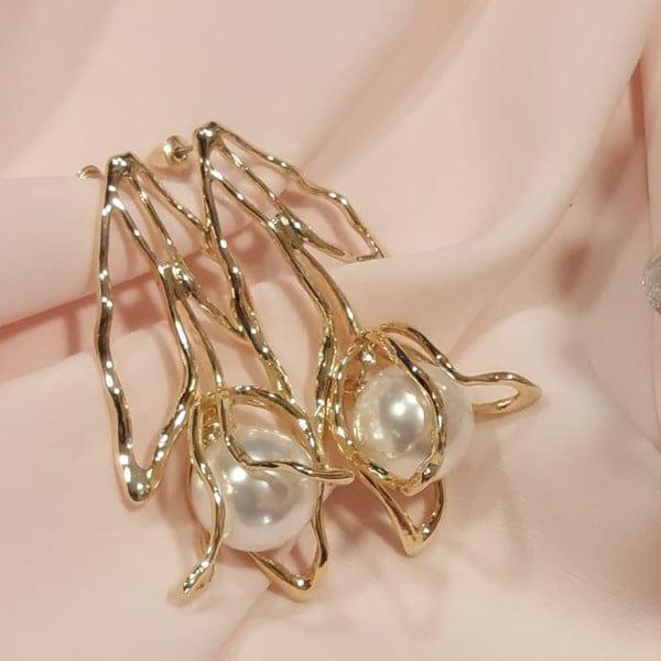 Flower Design Gold Plated Dangling Earrings