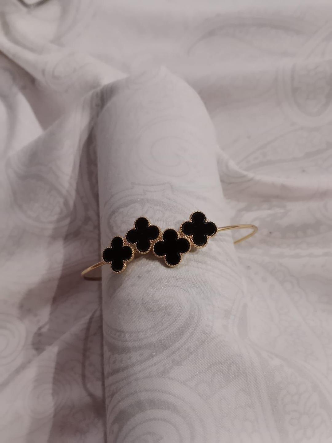 Antique Gold Plated Kara Bracelet with Artificial Stones - 1 Pc