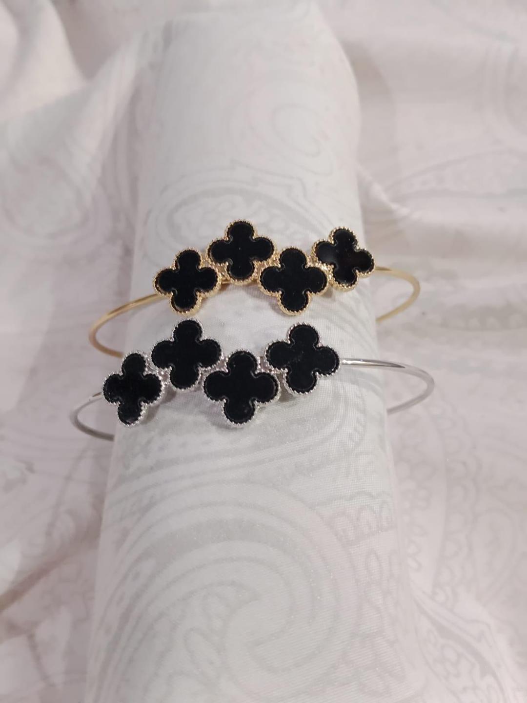 Antique Gold Plated Kara Bracelet with Artificial Stones - 1 Pc