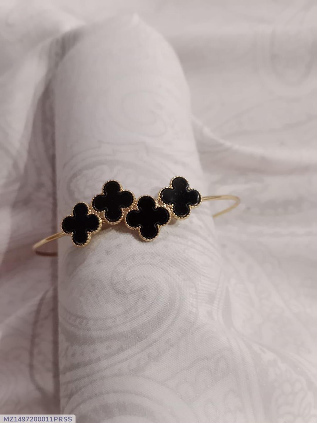 Antique Gold Plated Kara Bracelet with Artificial Stones - 1 Pc