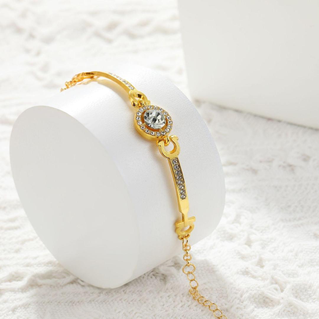 1 Pc Gold Plated Rhinestone Chain Bracelet