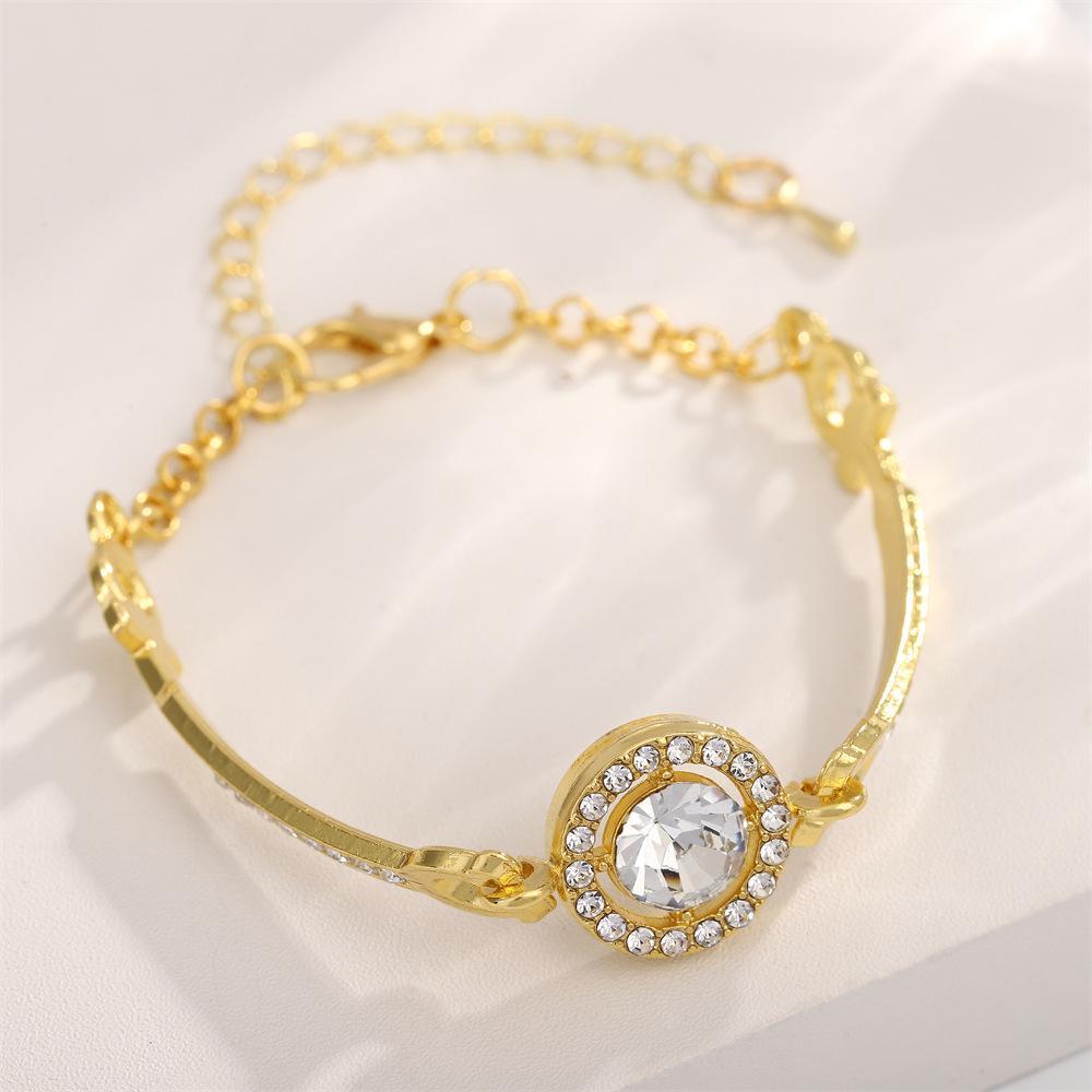 1 Pc Gold Plated Rhinestone Chain Bracelet