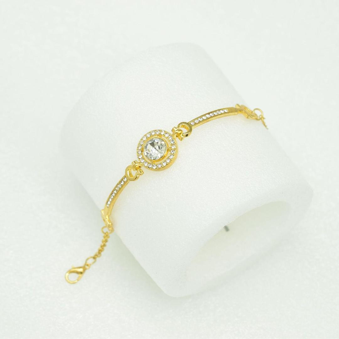 1 Pc Gold Plated Rhinestone Chain Bracelet